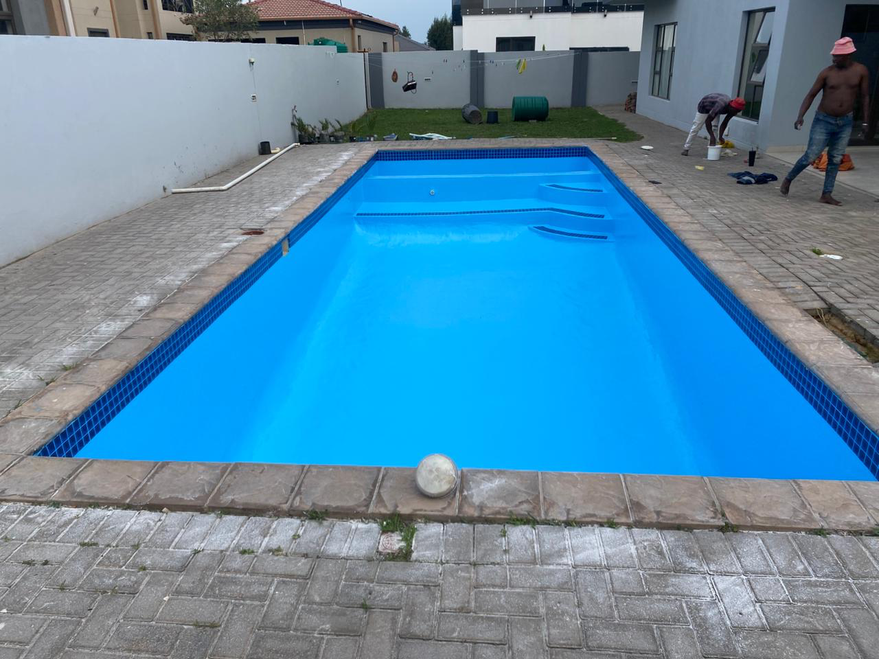 Finished modern rectangular pool