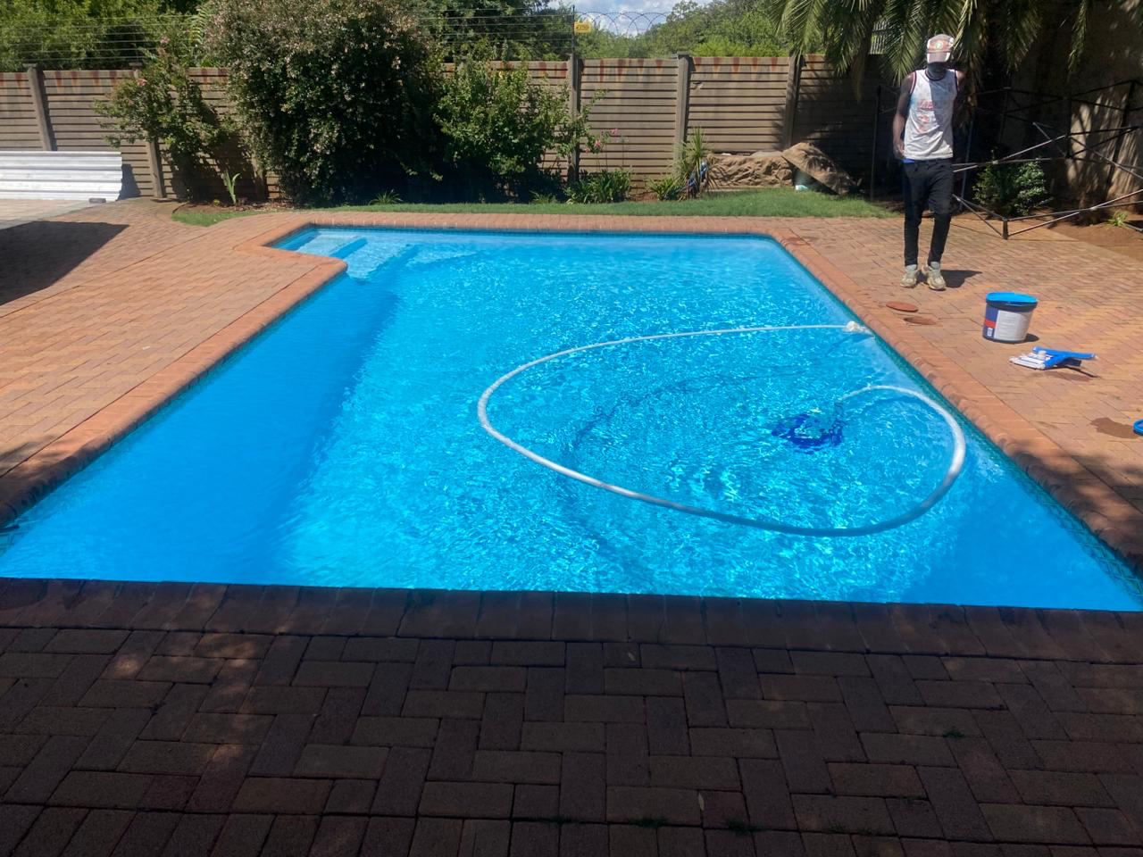 Sparkling blue cleaned pool